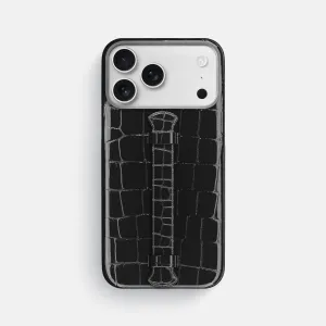 Center Handle For iPhone 17 Pro Max In Shiny Alligator Hard Plastic Hybrid Material