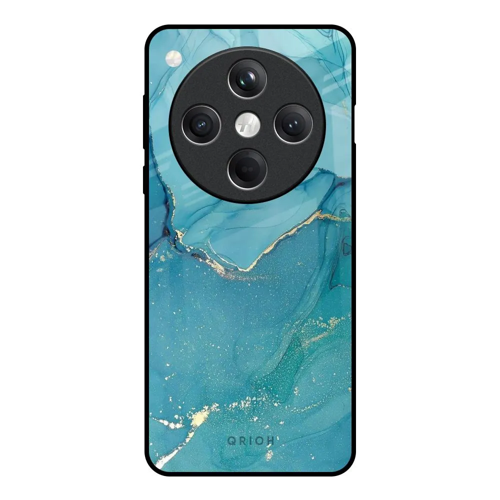 Blue Golden Glitter Glass Case for Oppo Find X8 5G Comfort Build Modern Minimalism