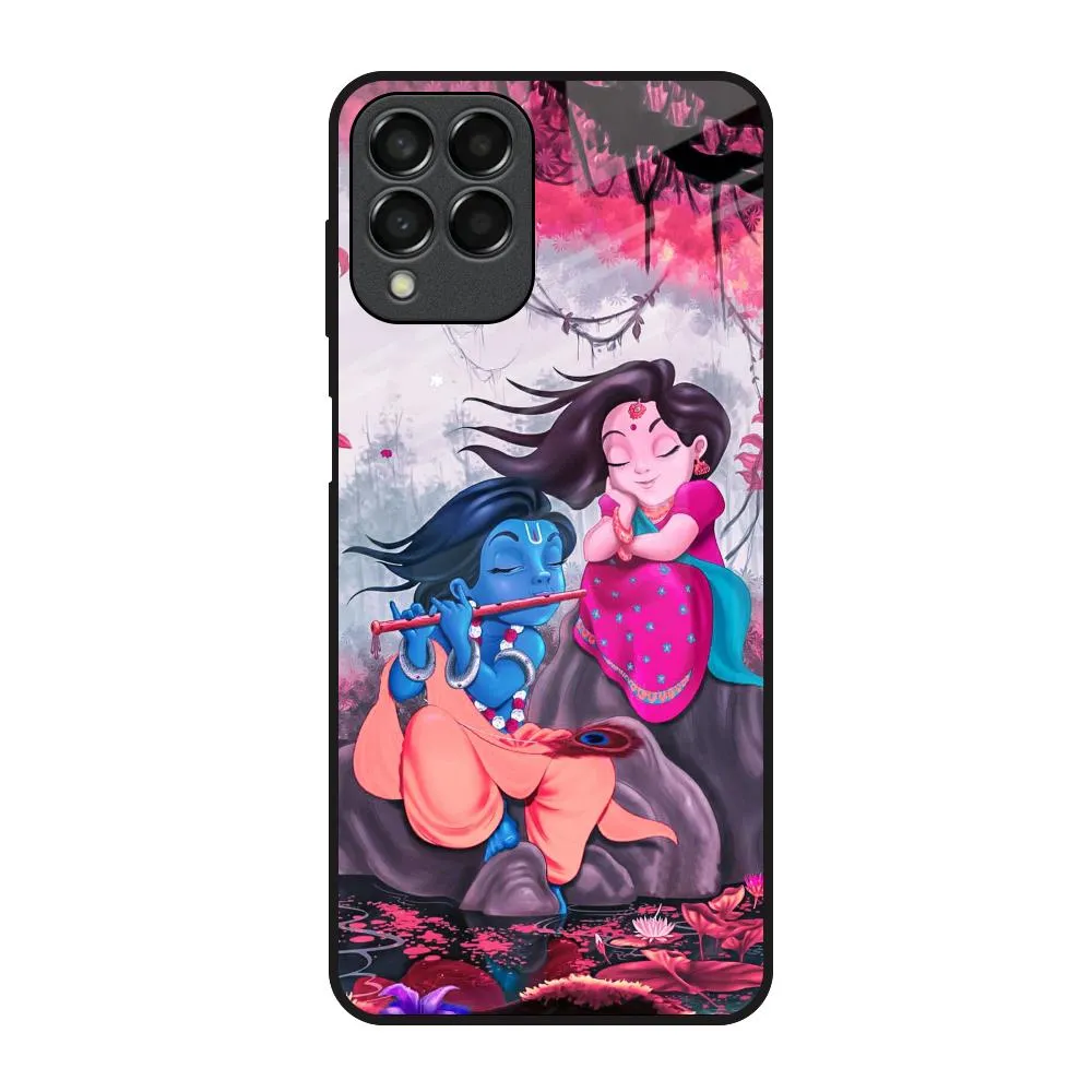 Strong Outline Radha Krishna Art Glass Case for Samsung Galaxy M53 5G