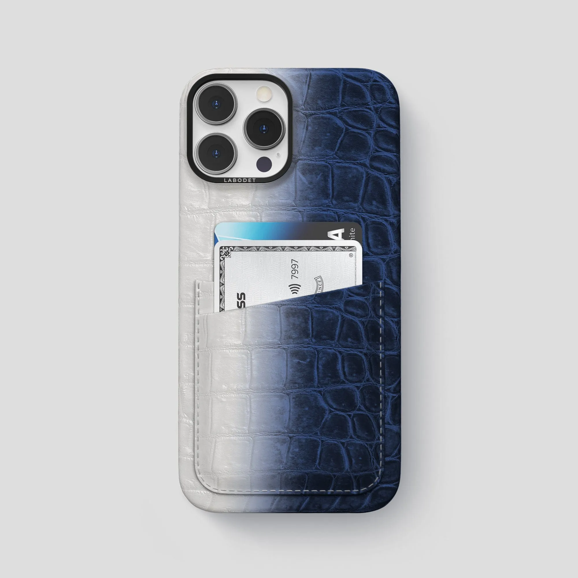 Protective Fit Double Card Case For iPhone 14 Pro Max In Himalayan Crocodile