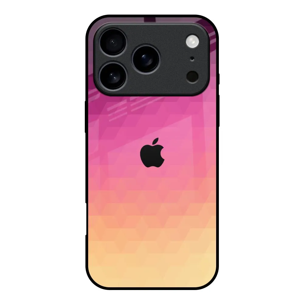 Polished Edge Flexible Texture Geometric Pink Diamond Glass Case for iPhone 17 Pro