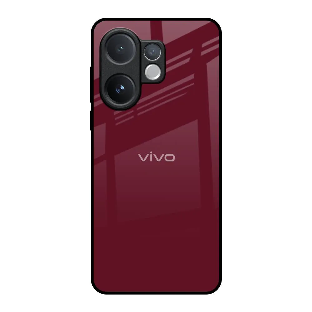 Trendy Accessory Premium Surface Finish Classic Burgundy Glass Case for Vivo V60 5G