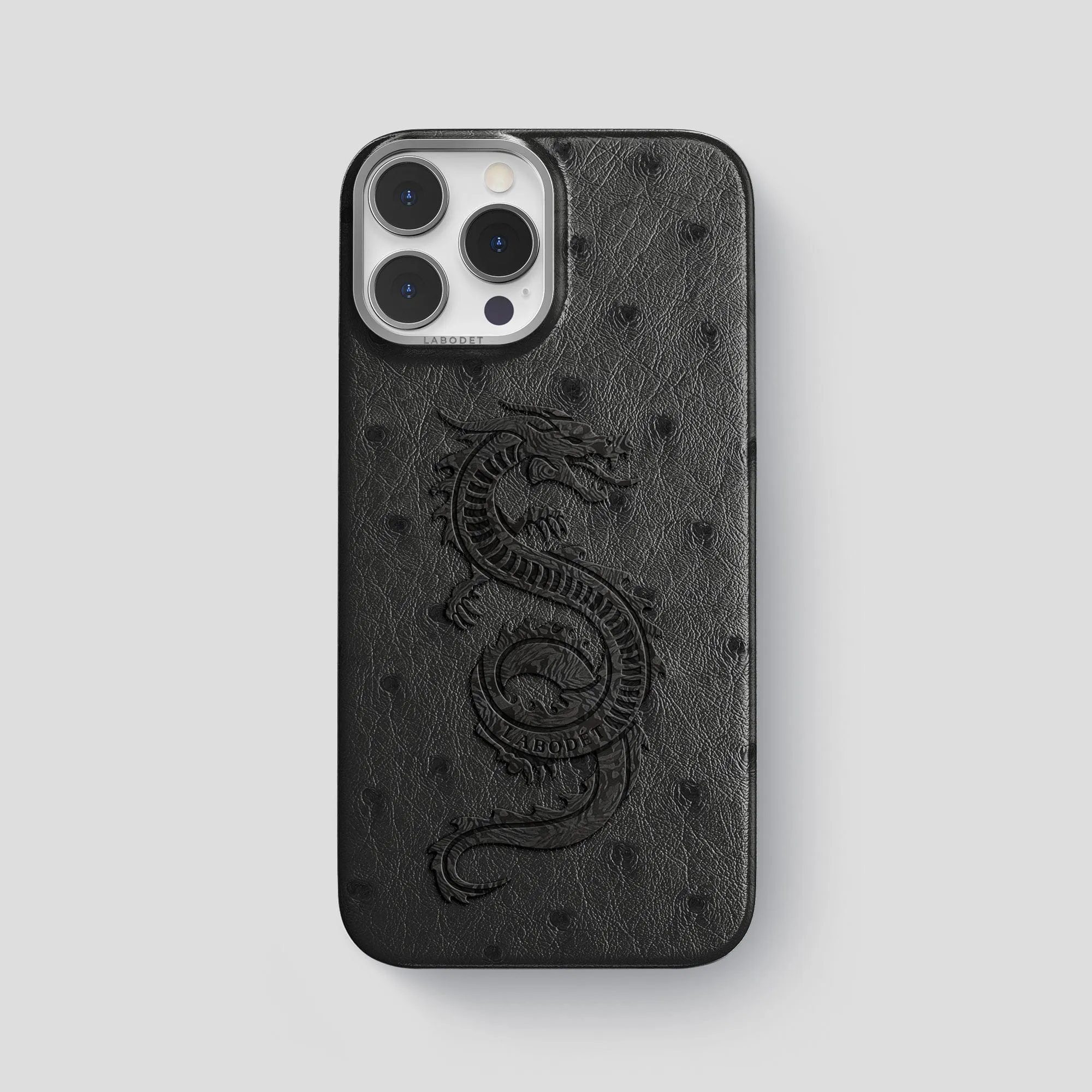 Textured Grip Hybrid Edge Finish Classic Case With Carbon Dragon For iPhone 14 Pro Max In Ostrich