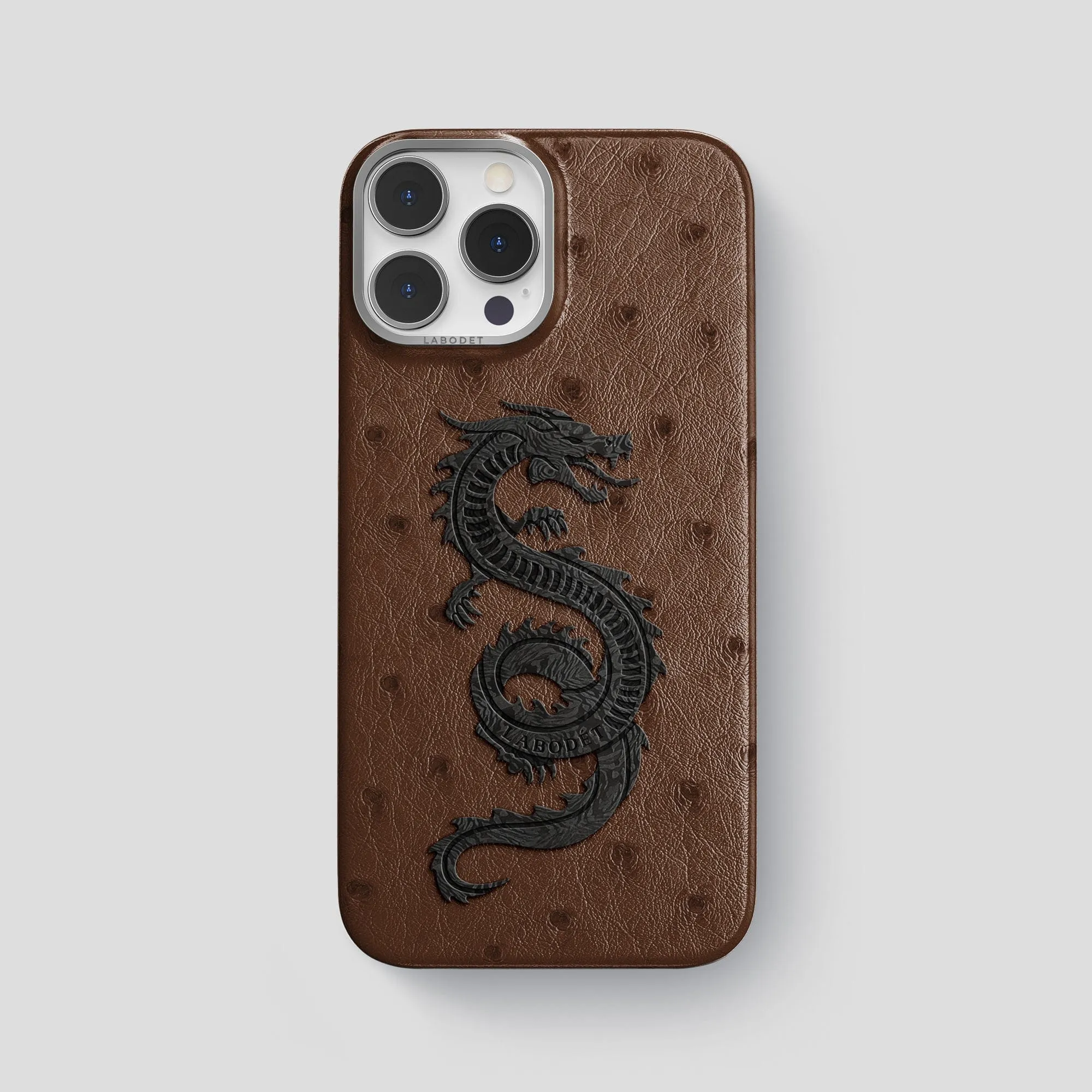 Premium Build Layer Soft Edge Look Classic Case With Carbon Dragon For iPhone 14 Pro Max In Ostrich