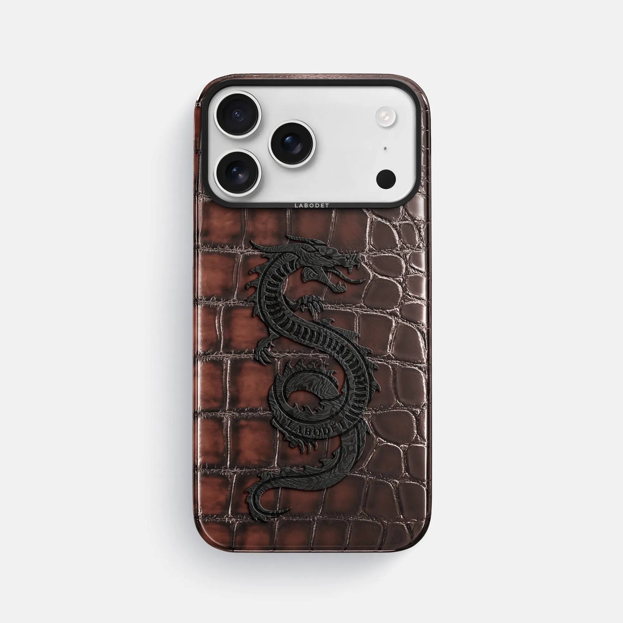 Matte Look Finish Classic Case With Carbon Dragon For iPhone 17 Pro Max In Patina Alligator
