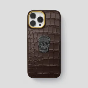 Hybrid Frame anti fingerprint Classic Case With Carbon Skull For iPhone 14 Pro Max In Alligator