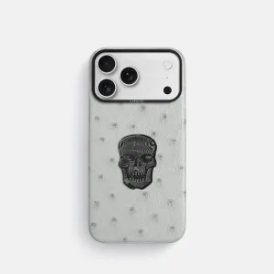 Classic Case With Carbon Skull For iPhone 17 Pro In Ostrich Clear Frame Durable Design