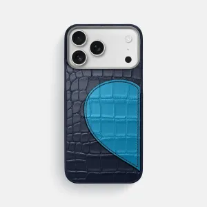 Modern Design Texture Refined Protection Classic Case With Half Heart - Left For iPhone 17 Pro Max In Alligator