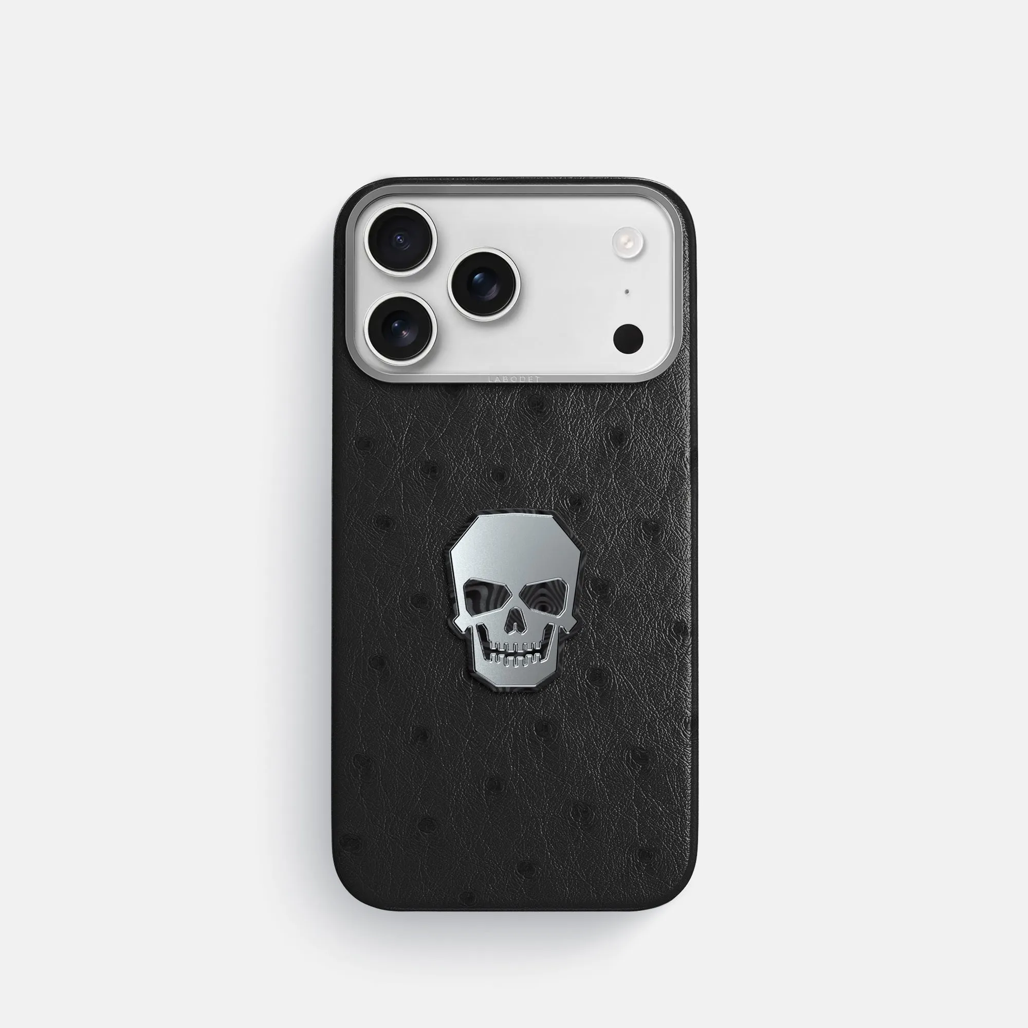Classic Case With Titanium Skull For iPhone 17 Pro In Ostrich Soft Silicone Sleek Finish
