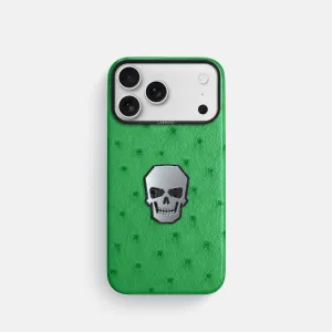 Classic Case With Titanium Skull For iPhone 17 Pro In Ostrich Vivid Pattern Design