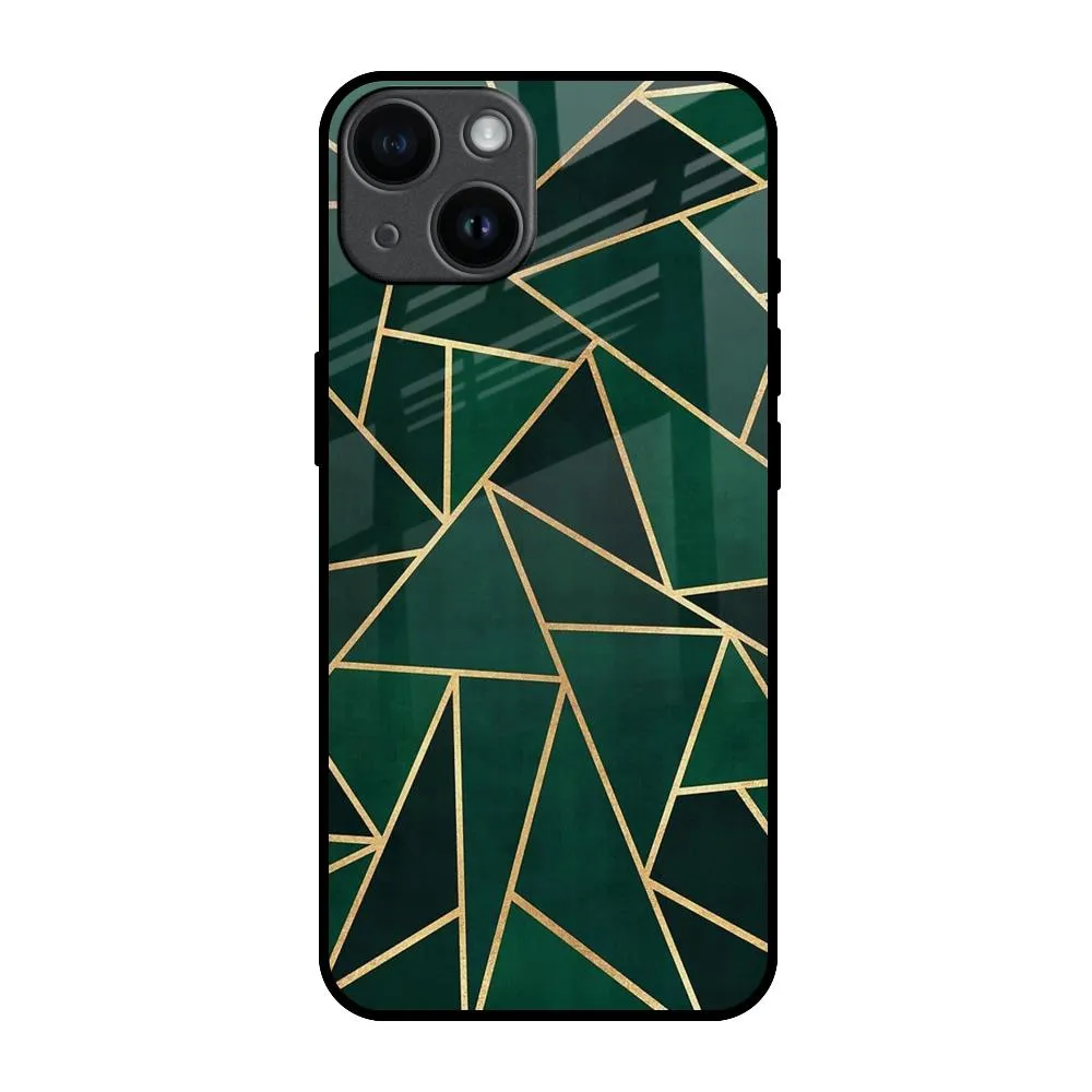 Abstract Green Glass Case For iPhone 14 Color Pattern Elegant Texture