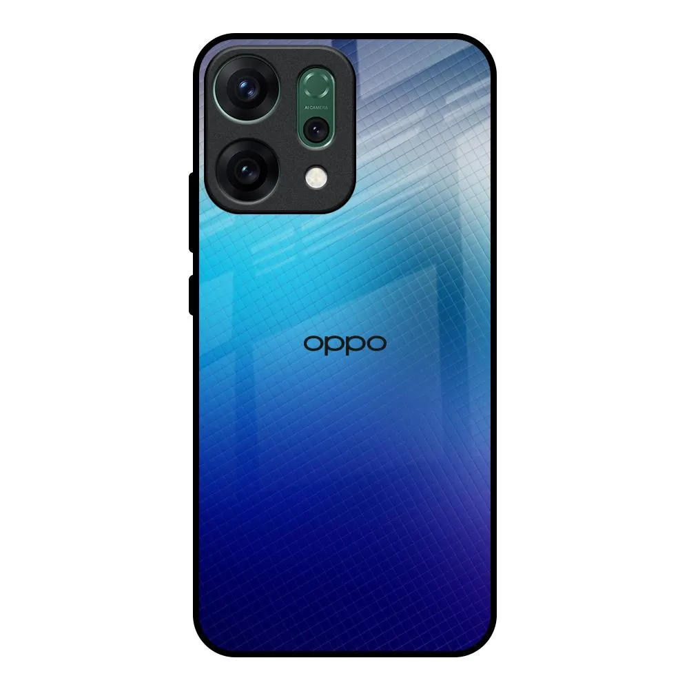 Blue Rhombus Pattern Glass Case for Oppo Reno14 Pro 5G Premium Material