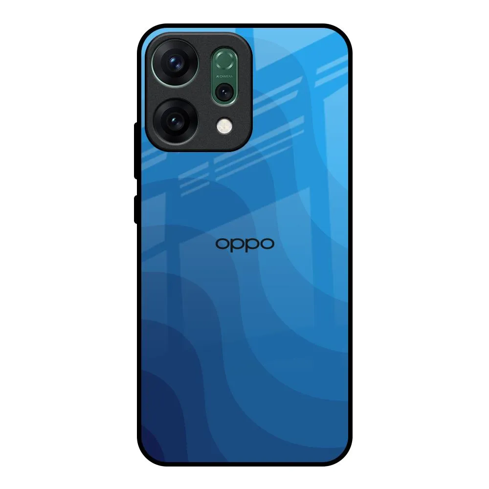 Protective Form Texture Blue Wave Abstract Glass Case for Oppo Reno14 Pro 5G