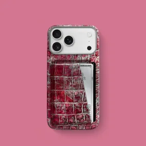 Double Card Case 1/1 Garnet For iPhone 17 Pro In Alligator Elegant Finish Design