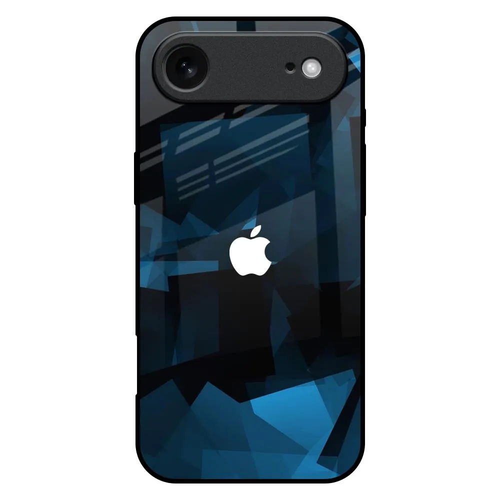 Polygonal Blue Box Glass Case For iPhone 17 Air Strong Grip Soft Frame