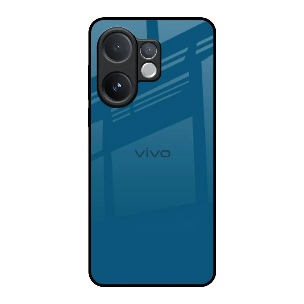 Fashion Texture elegant design Cobalt Blue Glass Case for Vivo V60 5G