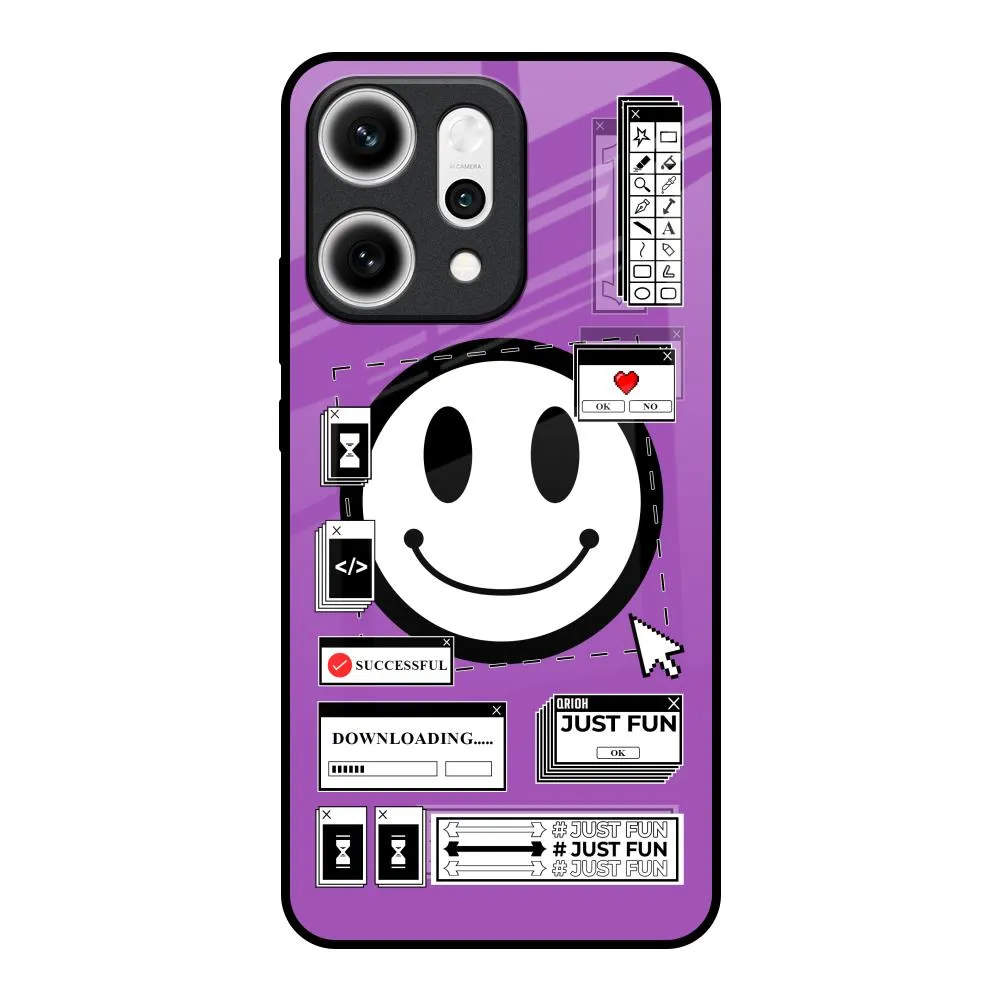 Stylish Detailing Code with Smile Glass Case for Oppo Reno14 5G