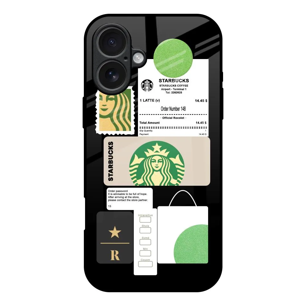 Matte Pattern Design Tactile Feel Coffee Latte Glass Case for iPhone 17