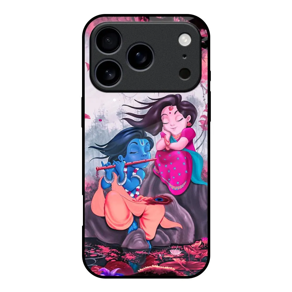 Radha Krishna Art Glass Case for iPhone 17 Pro Anti scratch