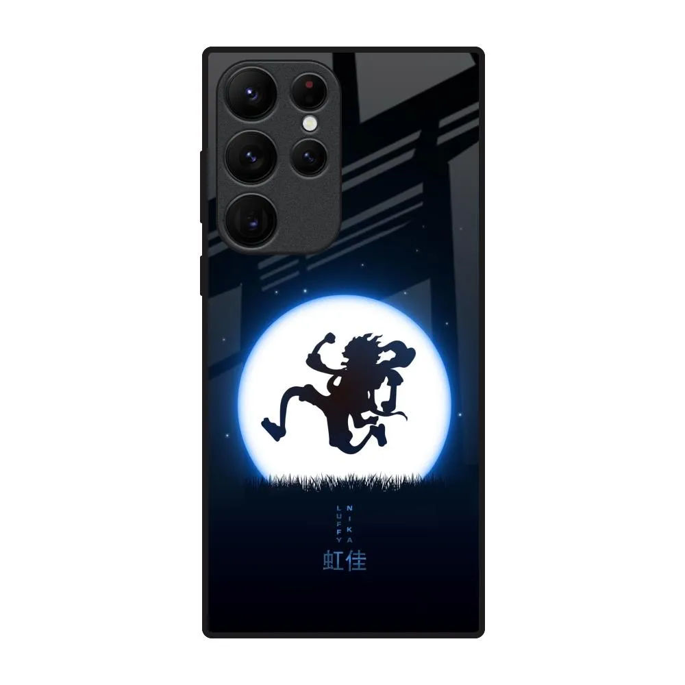 Luffy Nika Glass Case for Samsung Galaxy S22 Ultra 5G Creative Artwork Protective Shell Design