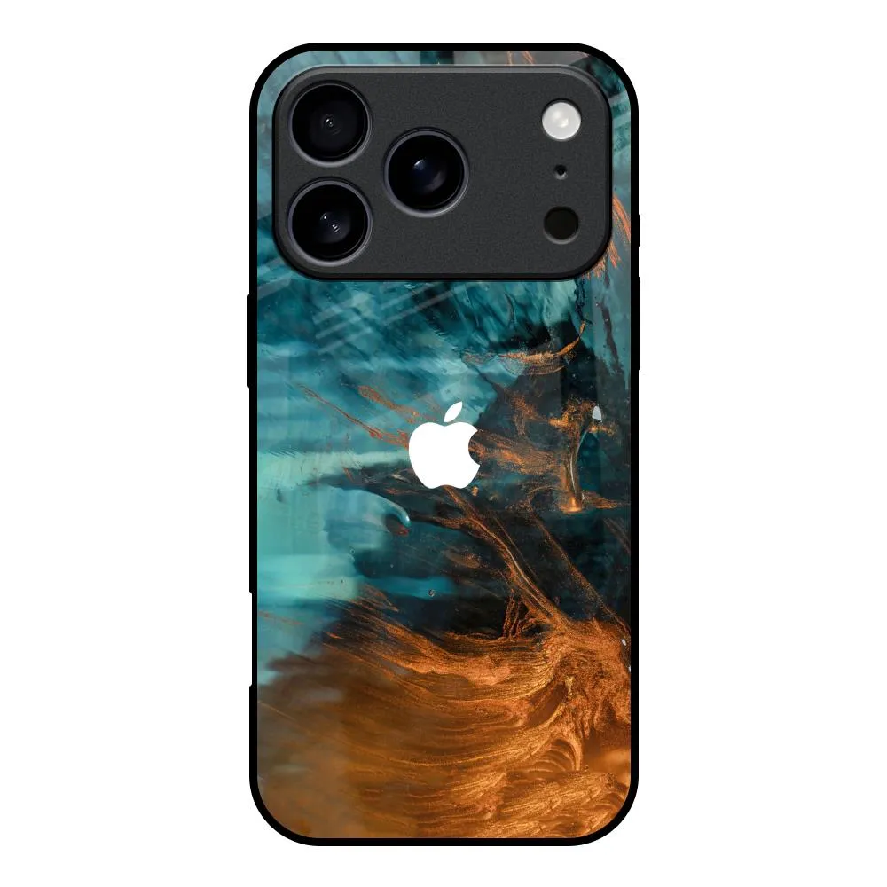 Golden Splash Glass Case for iPhone 17 Pro Universal Design Soft Layer