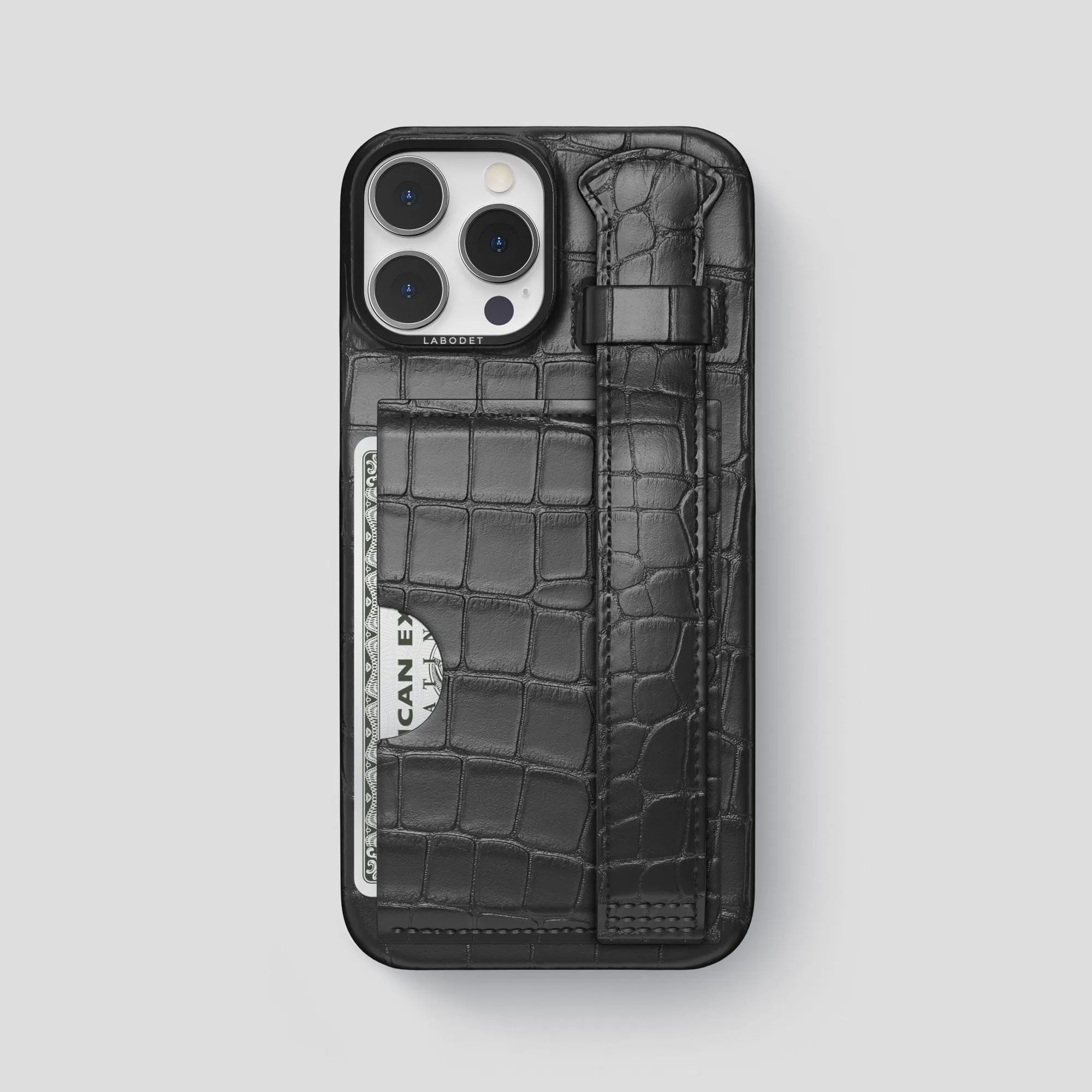 Protective Detail Minimal Detail Texture Cardholder Strap Case For iPhone 14 Pro Max In Alligator
