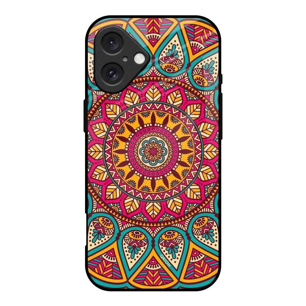 Slim Profile Elegant Mandala Glass Case for iPhone 16