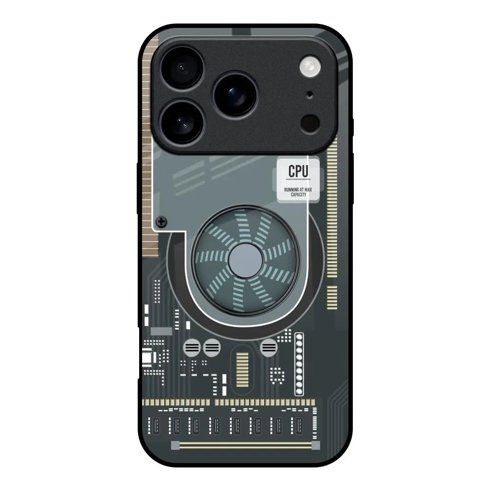 Polished Texture Design Motherboard Circuit Glass Case for iPhone 17 Pro