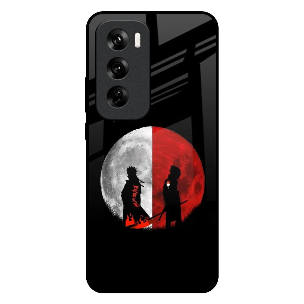Edge Protection Soft Edge Look Anime Red Moon Glass Case for Oppo Reno 12 5G