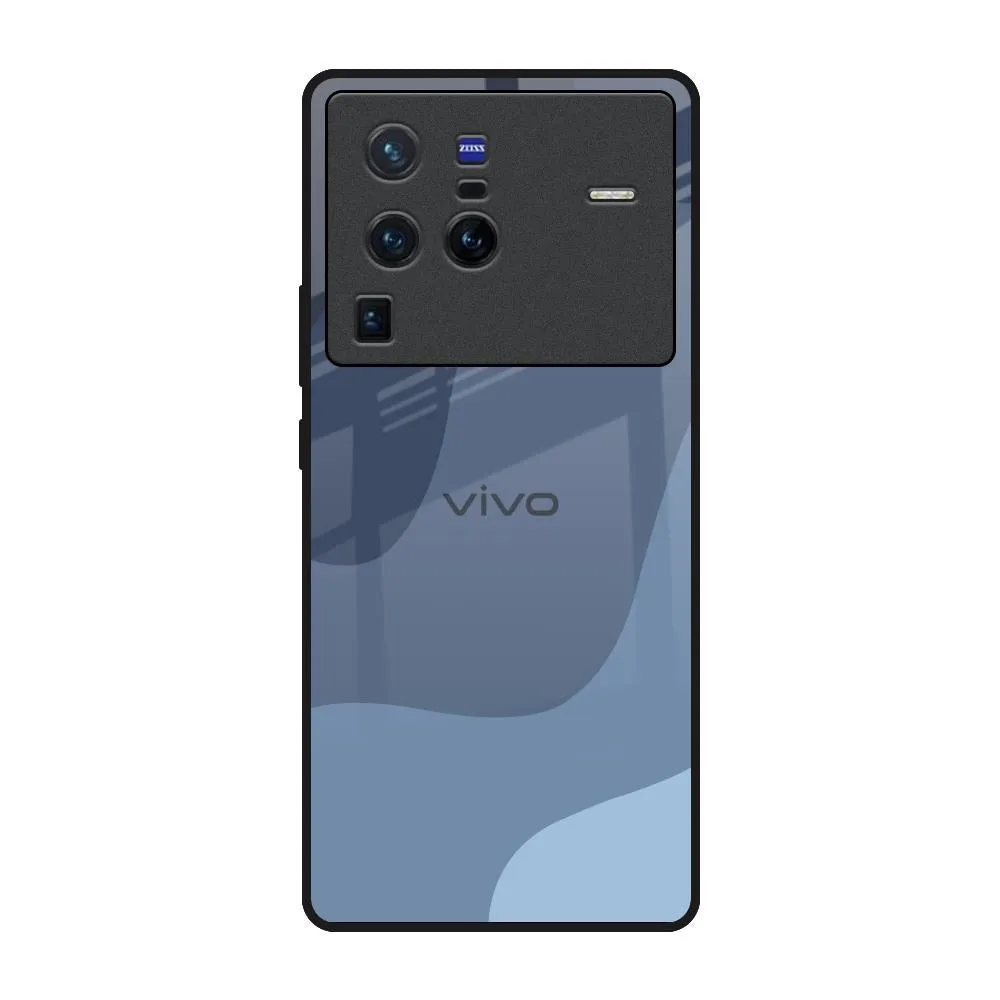 Navy Blue Ombre Glass Case for Vivo X80 Pro 5G Clear Surface High End Look