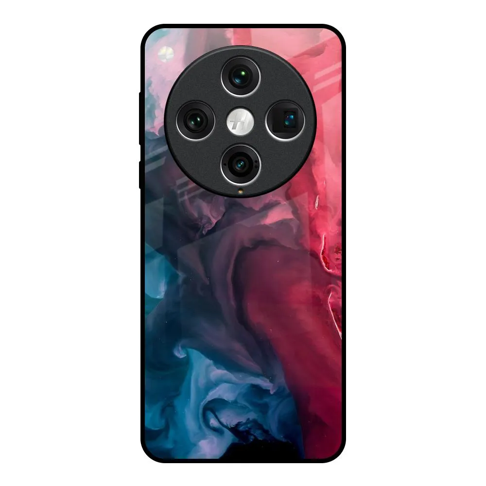 Sleek Detail Blue & Red Smoke Glass Case for Oppo Find x8 Pro