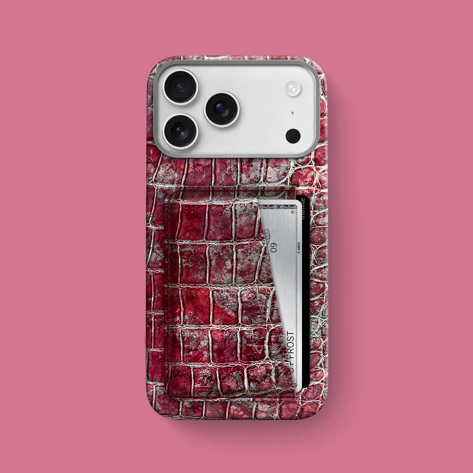 Double Card Case 1/1 Garnet For iPhone 17 Pro Max In Alligator Vibrant pattern