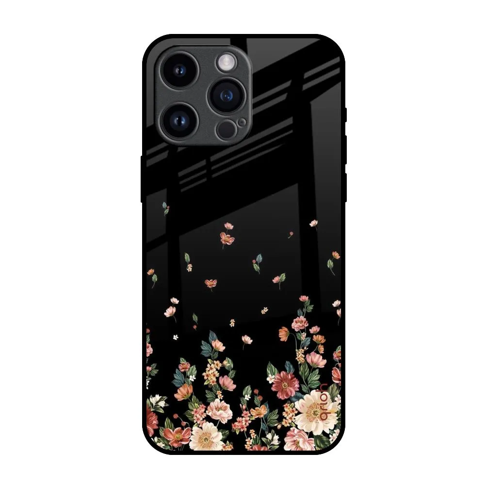 Floating Floral Print Glass Case for iPhone 14 Pro Max Durable Edge