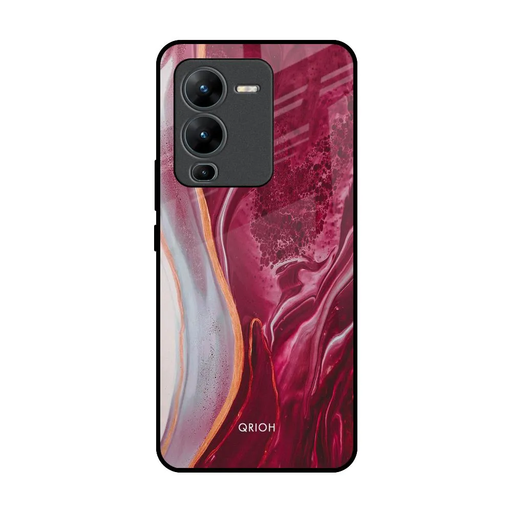 Crimson Ruby Glass Case for Vivo V25 Pro Light Design