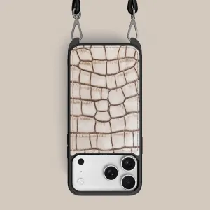 Crossbody Sport Case 1/1 Cafe Creme For iPhone 17 Pro Max In Alligator Resistant Layer