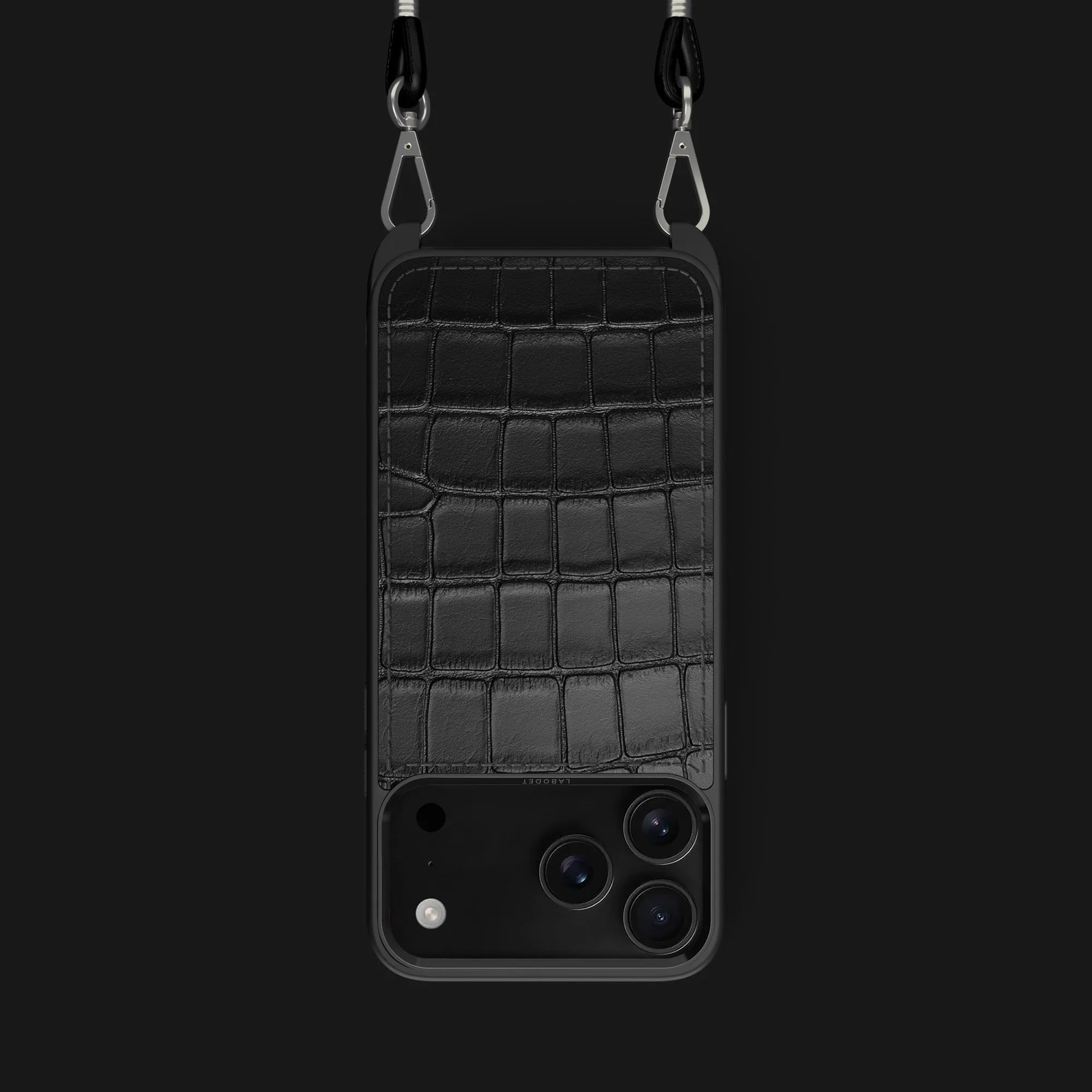 Crossbody Sport Case Edition Black For iPhone 17 Pro In Alligator Protective Frame Design