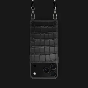 Crossbody Sport Case Edition Black For iPhone 17 Pro In Alligator Protective Frame Design