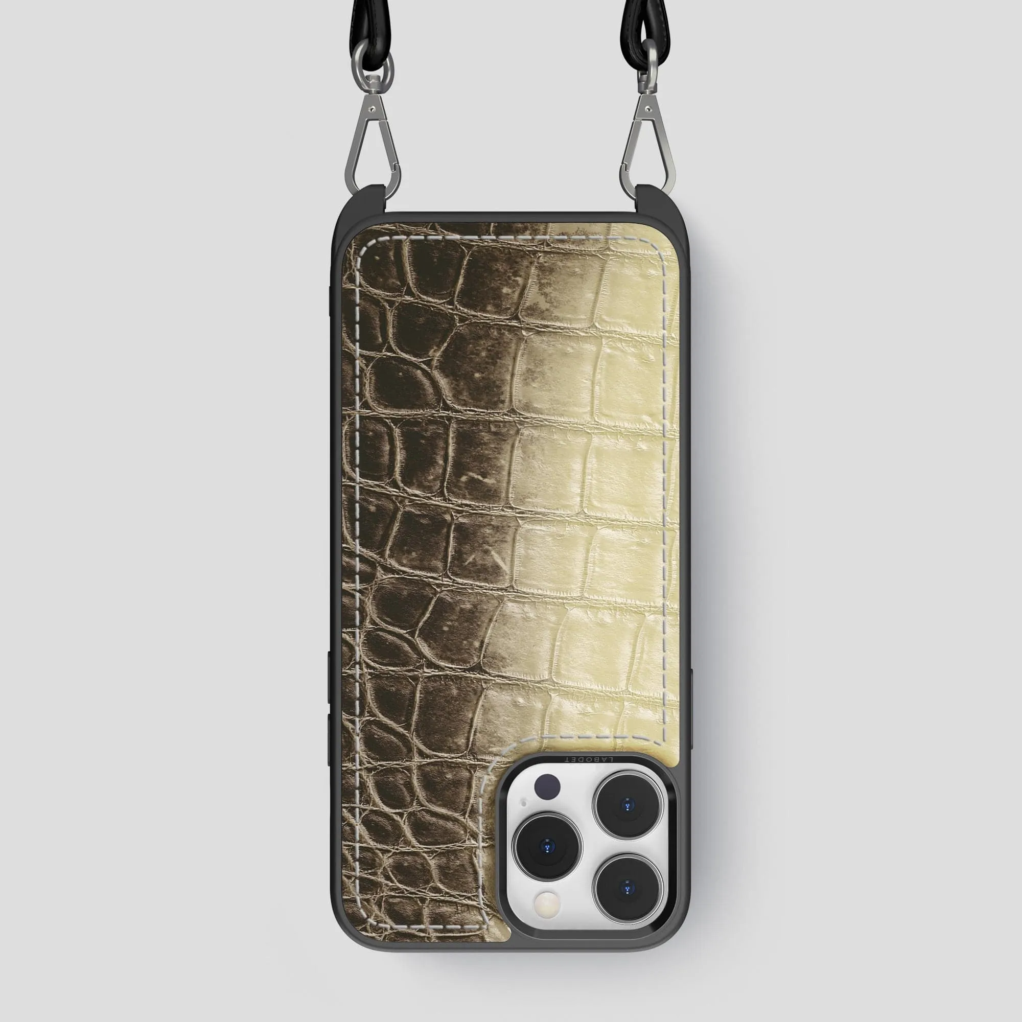 Trendy Aesthetic Soft Shield Crossbody Sport Case For iPhone 14 Pro Max In Himalayan Crocodile