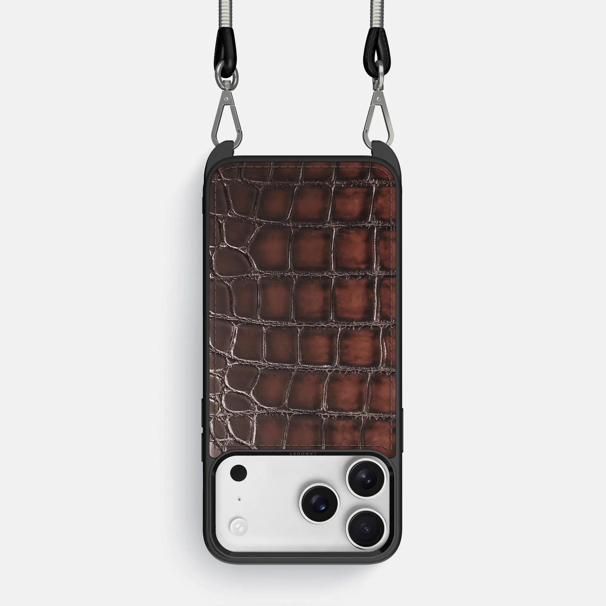 Crossbody Sport Case For iPhone 17 Pro In Patina Alligator Smooth Look Texture