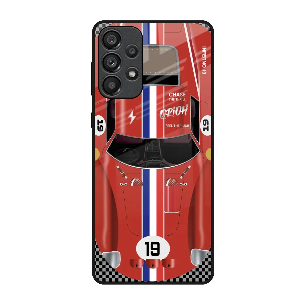 Raised Edges Racing Vintage Glass Case for Samsung Galaxy A73 5G