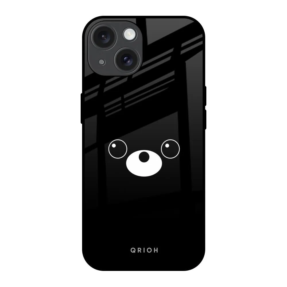 Shock Frame Cute Bear Glass Case for iPhone 15
