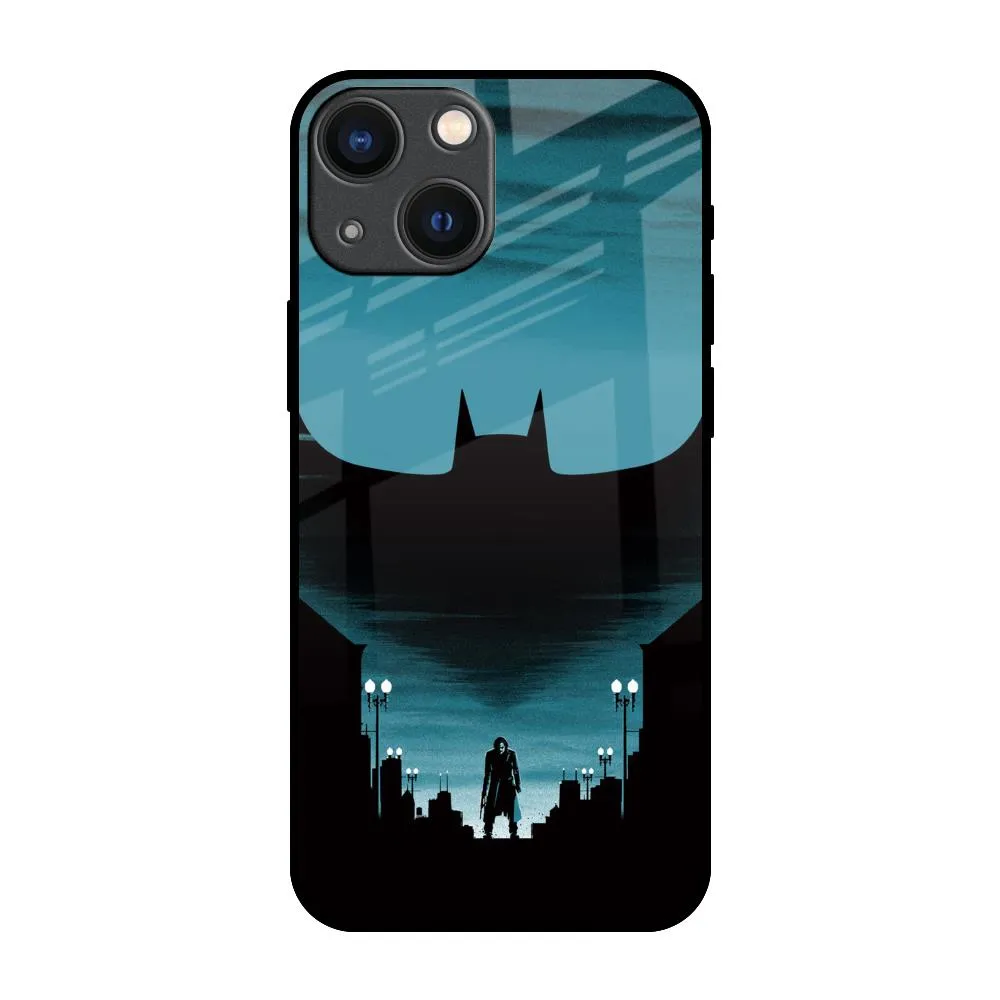 Cyan Bat Glass Case for iPhone 14 Plus Hard Shell Sleek Appearance