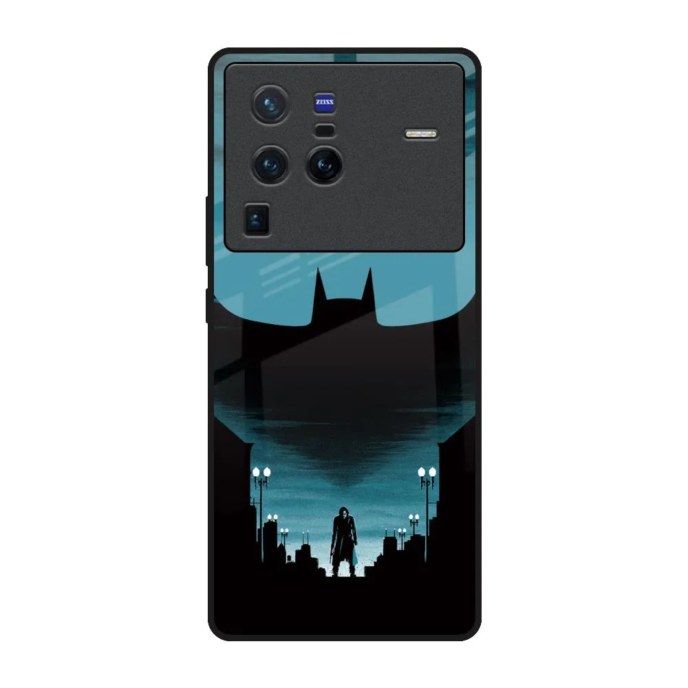 Modern Function Stylish Finish Cyan Bat Glass Case for Vivo X80 Pro 5G