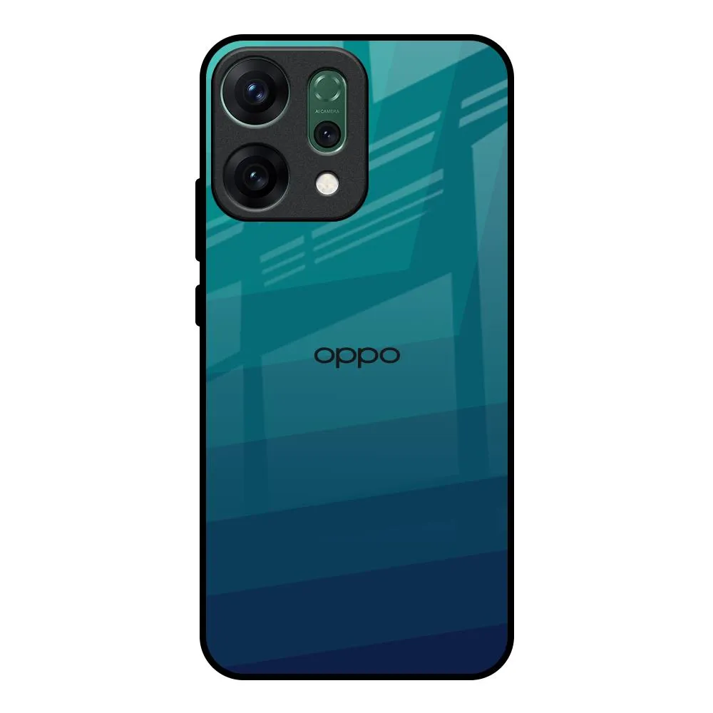 Green Triangle Pattern Glass Case for Oppo Reno14 Pro 5G Rugged Frame Design Colorful Pattern