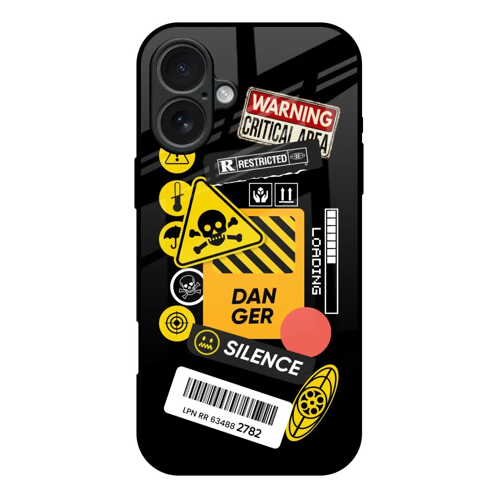 Danger Signs Glass Case for iPhone 17 Light Protection