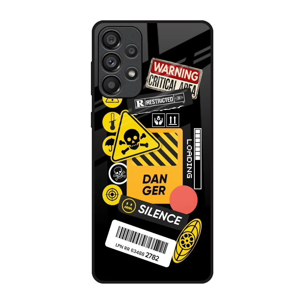 Protective Detail Danger Signs Glass Case for Samsung Galaxy A73 5G