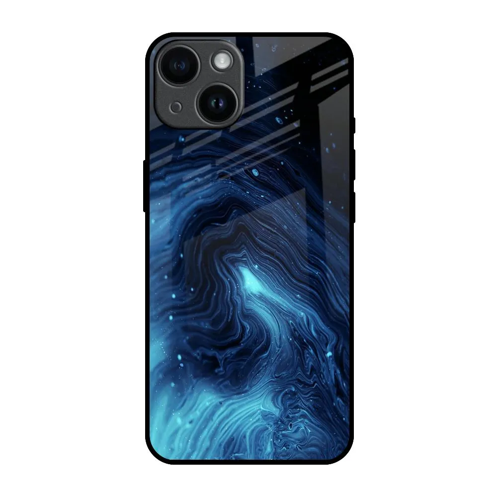 Dazzling Ocean Gradient Glass Case For iPhone 14 Polished Detail Edge Rugged Texture Design