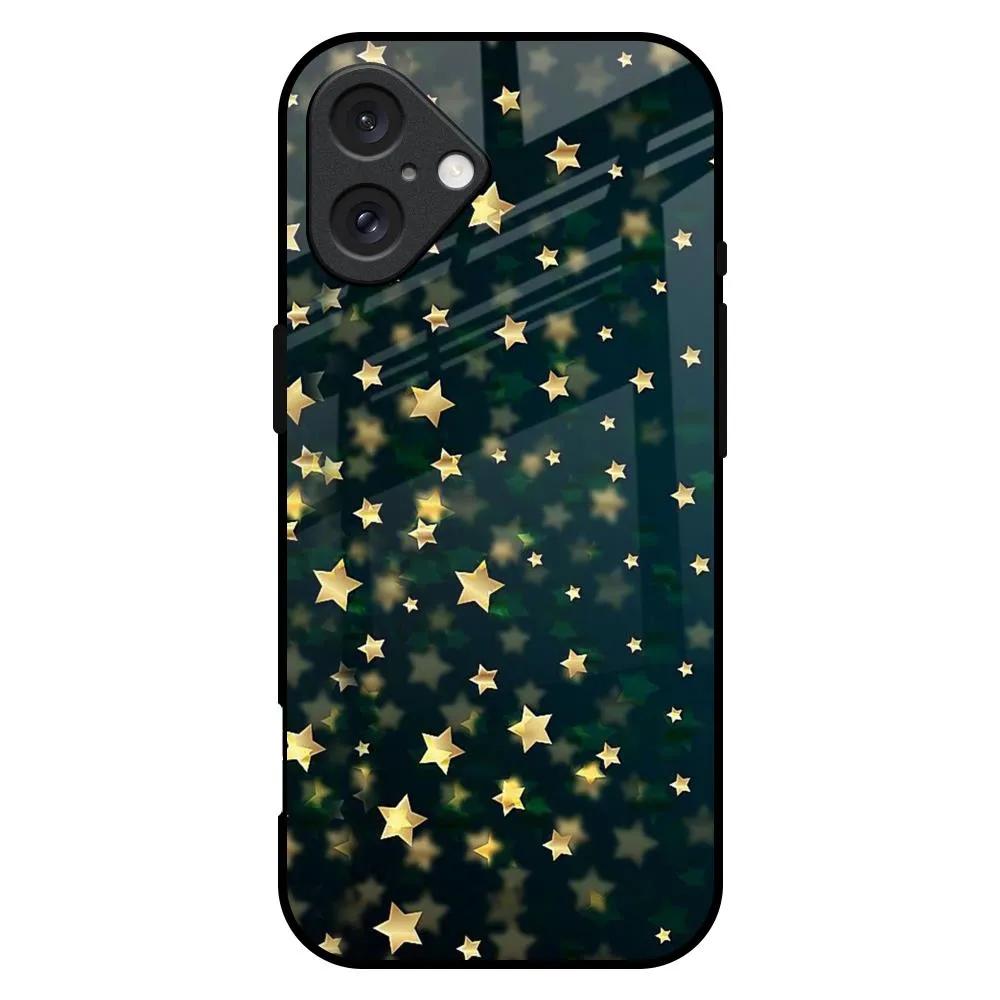 Flexible Layer Design Dazzling Stars Glass Case For iPhone 16 Plus