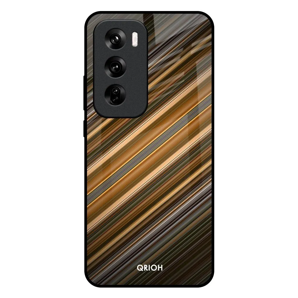 Protective Design Layer Stylish Aesthetic Diagonal Slash Pattern Glass Case for Oppo Reno 12 5G