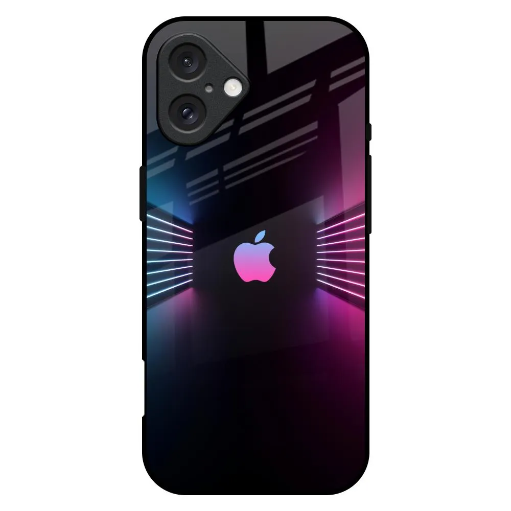 Dual Layer Trendy Layer Disco Line Glass Case for iPhone 16 Plus